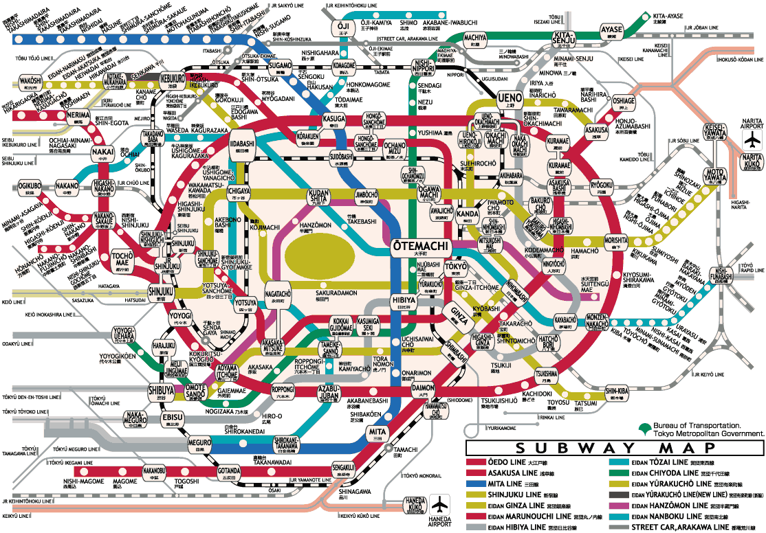 Tokyo train system subway map